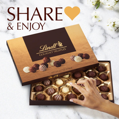 Lindt Gourmet Chocolate Truffles Gift Box, Assorted Chocolate Candy for Mother's Day Gifts, 26 Count, 14.7 oz. Box