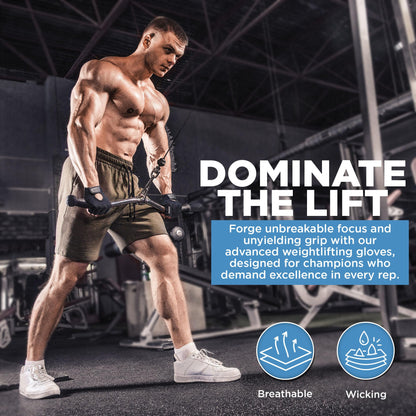 RDX Weight Lifting Gloves Gym Fitness Workout, Anti Slip Palm Protection Half Finger Exercise Glove for Powerlifting Deadlifting Bodybuilding Calisthenics Cycling Rowing Climbing Training, Men Women