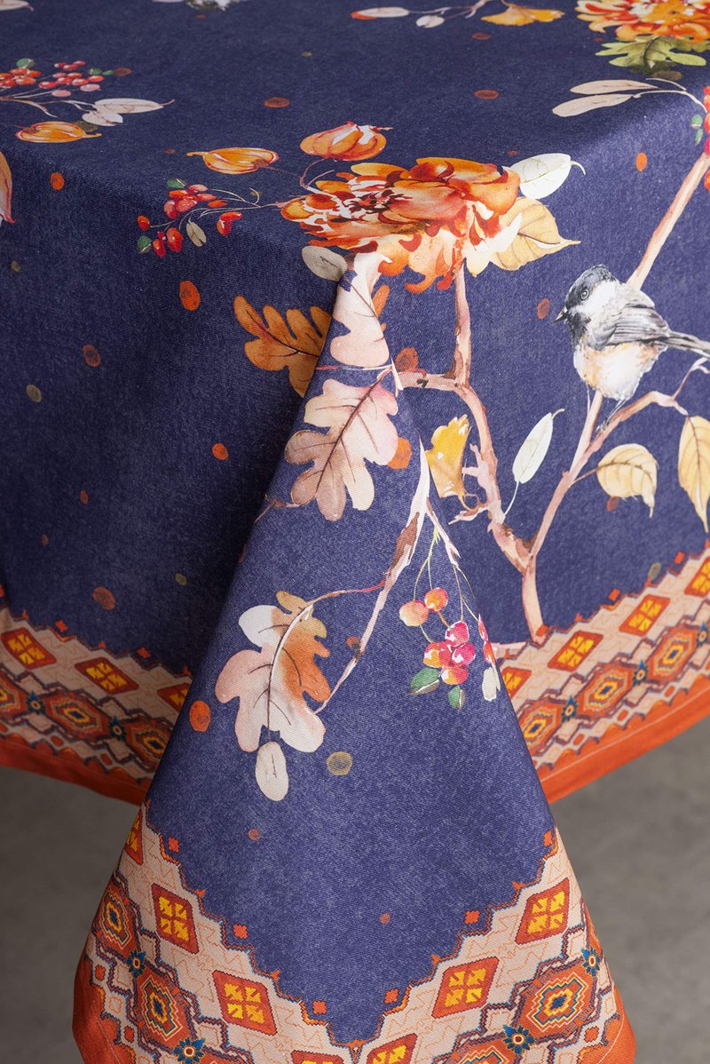 Maison d' Hermine Table Cloth Rectangle Table 100% Cotton 60 x 120 Inches Fall Tablecloth Reusable Everyday Use for Thanksgiving Christmas Decorations Dining Farmhouse Party (Kelim - Infinity)