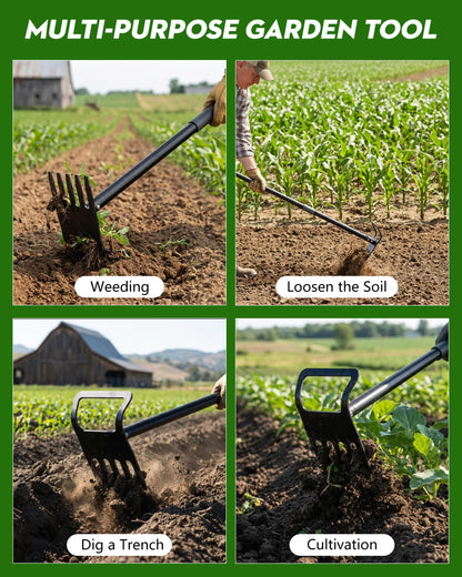 Garden Hoe, 2-in-1 Garden Hoe, 60" Adjustable Handle, Sharp Blade, Efficient Weeding & Tilling Tool for Gardening