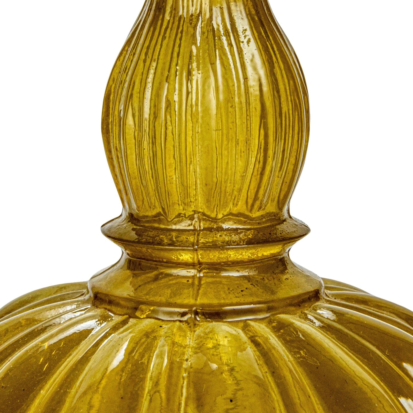 Creative Co-Op Tall Embossed Reclaimed Glass Taper Holder, Chartreuse