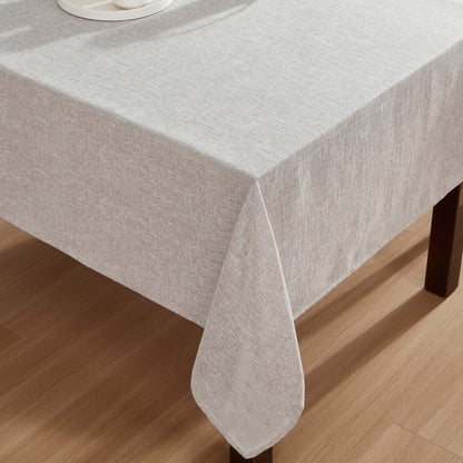 Laura Ashley Harper Luxuriously Smooth Fabric Tablecloth for Formal or Casual Dining, Holiday, Banquet, Wedding or Party, 60" x 144", Taupe