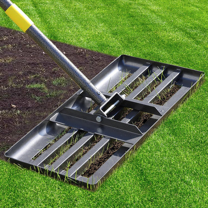 Lawn Leveling Rake - Heavy Duty 17"x10" Stainless Steel Leveler Plate,Reinforced Welds,28-60" Adjustable, Anti Flipping Smooth Edge,for Soil, Dirt,Ground,Backyard Top Dressing,Landscaping