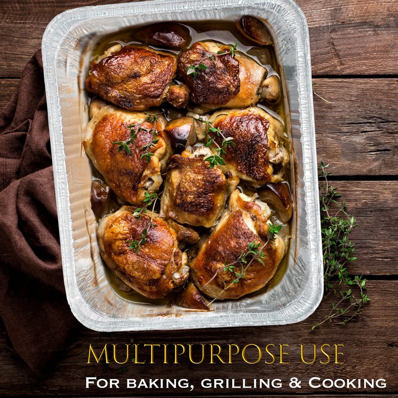 EHOMEA2Z Aluminum Pans Disposable Half Size (10 Pack) – MADE IN USA – 9x13 Heavy Duty Foil Pans, Durable & Recyclable Baking Pans, Eco-Friendly, Lightweight, Great for BBQ, Parties & Catering