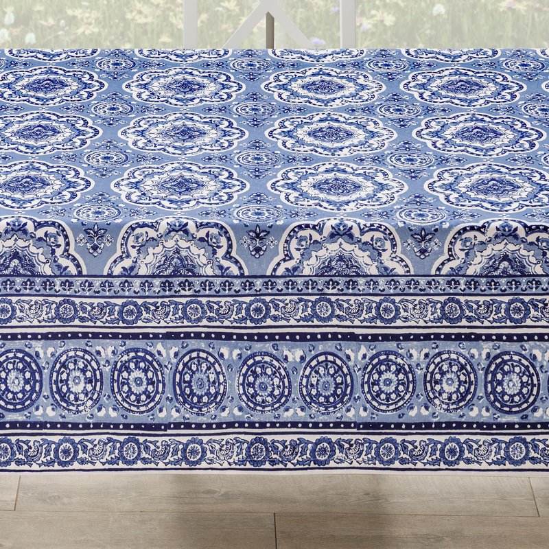 Maison d' Hermine Table Cloth Rectangle Table 100% Cotton 70 x 90 Inches Tablecloth Reusable Decorative for Dining Kitchen Room Farmhouse Home Gifts for Mothers Day Spring Summer - Melodie Bleue