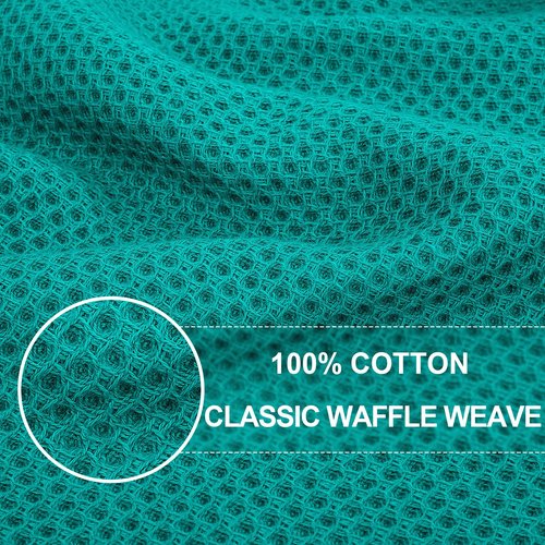 Homaxy 100% Cotton Waffle Weave Kitchen Dish Towels, Ultra Soft Absorbent Quick Drying Cleaning Towel, 13 x 28 Inches, 6-Pack, Teal