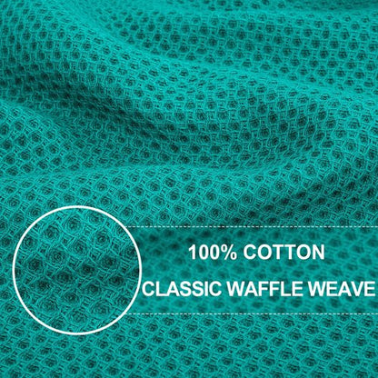 Homaxy 100% Cotton Waffle Weave Kitchen Dish Towels, Ultra Soft Absorbent Quick Drying Cleaning Towel, 13 x 28 Inches, 6-Pack, Teal