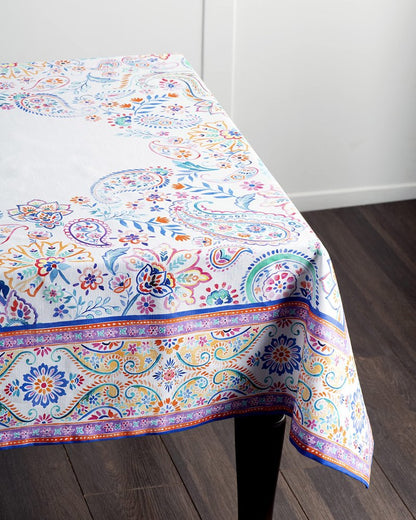 Maison d' Hermine Table Cloth Rectangle Table 100% Cotton 60 x 108 Inches Tablecloth Reusable Decorative for Dining Kitchen Room Farmhouse Home Gifts for Mothers Day Spring Summer - Indian Floral