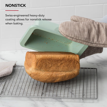KitchenAid Nonstick Aluminized Steel Loaf Pan, Dishwasher Safe, 9 x 5 Inch, Ink Pistachio