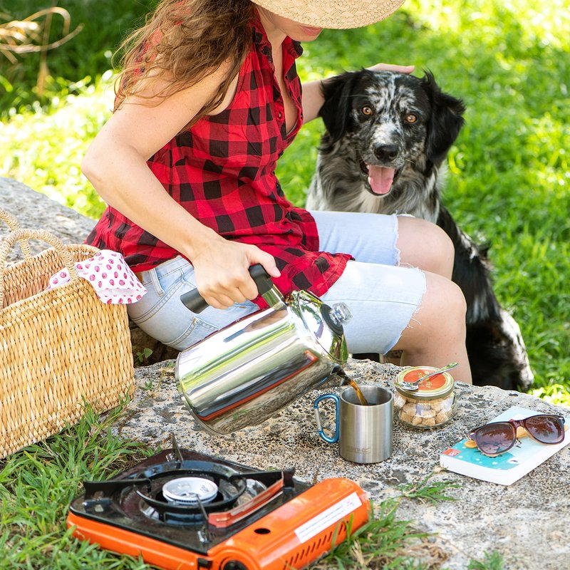 Mixpresso Stainless Steel Coffee Percolator Stovetop, 52 oz Classic Percolator Coffee Pot, Great For Camping Pot, 12 Cup Stove Top Espresso Maker, Cool-Touch Handle