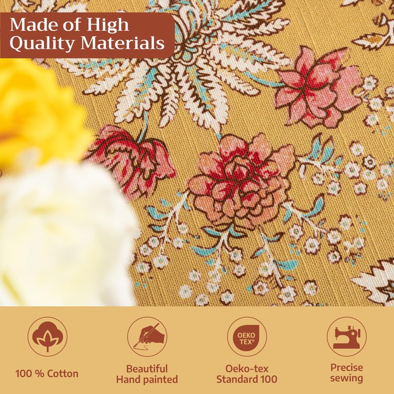 Maison d' Hermine Table Cloth Round Table 100% Cotton 63 Round Inches Tablecloth Reusable Decorative for Dining Kitchen Room Farmhouse Home Gifts for Mothers Day Spring Summer - Marquise