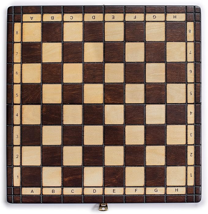Husaria European International Chess Wooden Game Set King's Classic - 13.8 Inches Medium Size Chess Set with Handcrafted Chessmen and Felted Folding Board