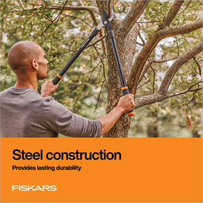 Fiskars 28" Loppers for Tree Trimming, Heavy Duty, Rust-Resistant Sharp Bypass Steel Blade Loppers, Branch Cutter up to 1.5" Diameter Cut Capacity, Shock-Absorbing Handle, Garden Tools