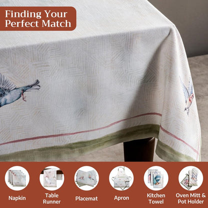Maison d' Hermine Table Cloth Rectangle Table 100% Cotton 60 x 120 Inches Tablecloth Reusable Decorative for Dining Kitchen Room Farmhouse Home Gifts for Mothers Day Spring Summer - Flying Birds