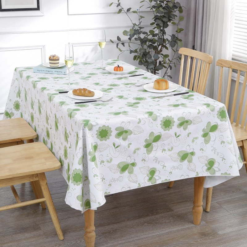 Heavy Duty Vinyl Tablecloth with Flannel Backing Waterproof Oil-Proof Plastic Table Cloth Stain-Resistant Wipeable Rectangle or Square Table Cover for Indoor and Outdoor (Floral and Leaf,60x84 Inch)
