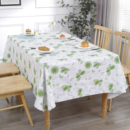 Heavy Duty Vinyl Tablecloth with Flannel Backing Waterproof Oil-Proof Plastic Table Cloth Stain-Resistant Wipeable Rectangle or Square Table Cover for Indoor and Outdoor (Floral and Leaf,60x84 Inch)