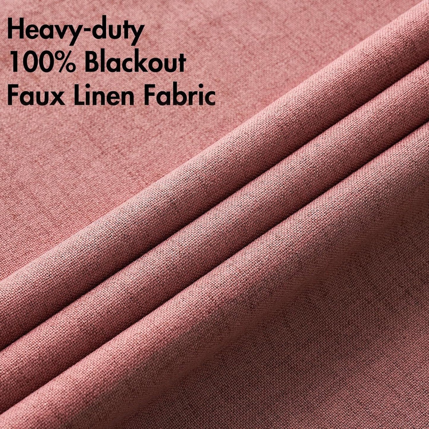 MIULEE 100% Blackout Linen Textured Curtains - Thermal Insulated Dusty Rose Drapes | 52 x 120 Inch (2 Panels)