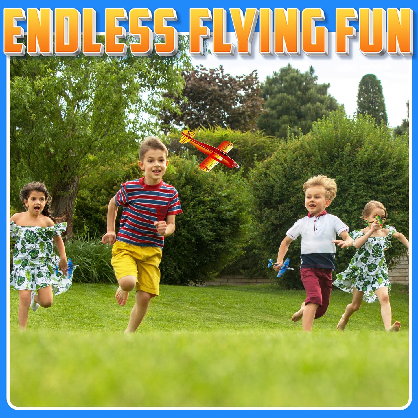 Bedwina Glider Planes Bulk (36-Pack) 8-Inch Bomber Airplane Gliders for Kids, Foam Paper Airplane Construction Kits for Kids Party Favors, Birthdays, Goodie Bag Stuffers and Outdoor Flying Toy