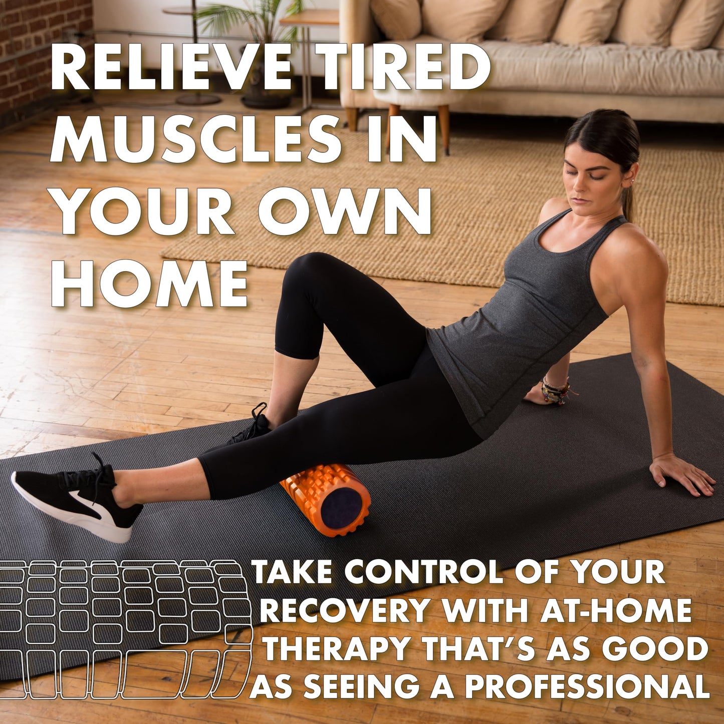 321 Strong Foam Roller - Medium Density Deep Tissue Massager for Muscle Massage and Myofascial Trigger Point Release, with 4K eBook - Orange
