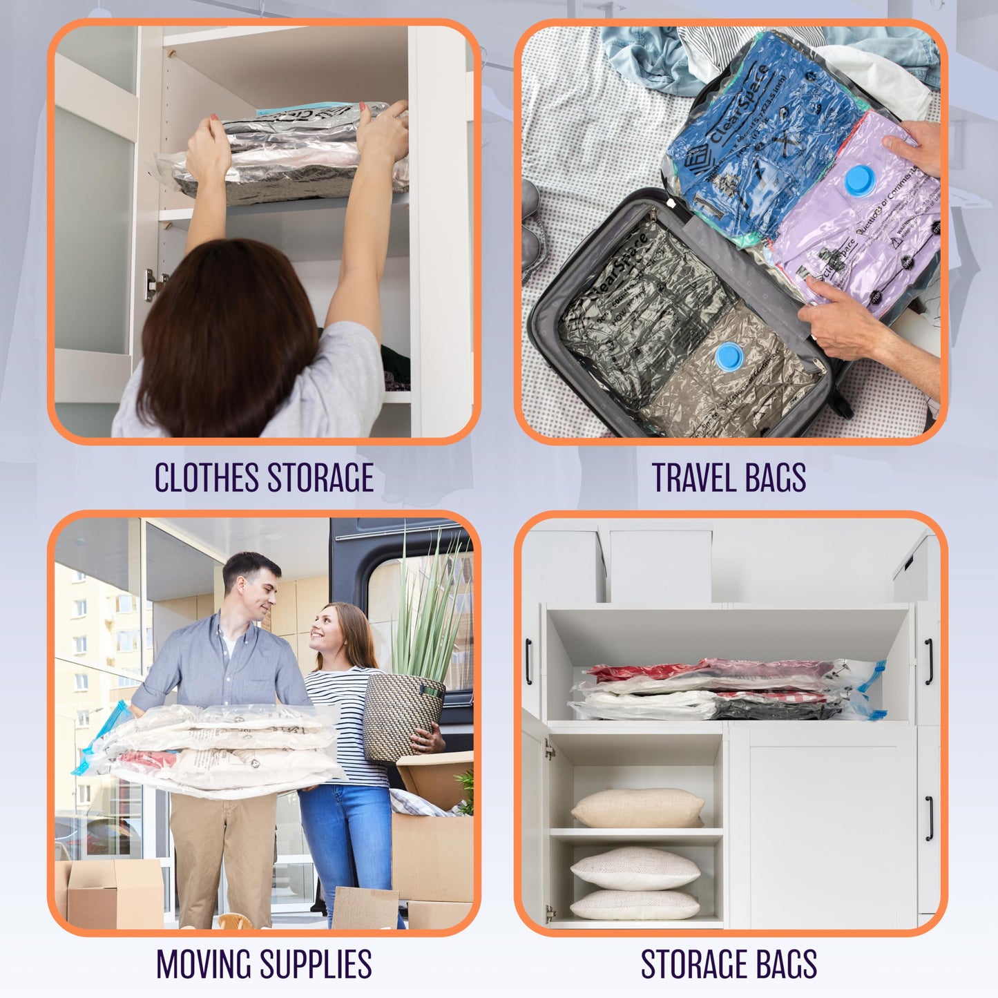 Vacuum Seal Bags for Clothing Travel, 10 Large - Space Saver Vacuum Storage Bags, Blanket & Clothes Storage Bags Vacuum Sealed – Hand Pump Included, Bolsas Para Guardar Ropa Al Vacío