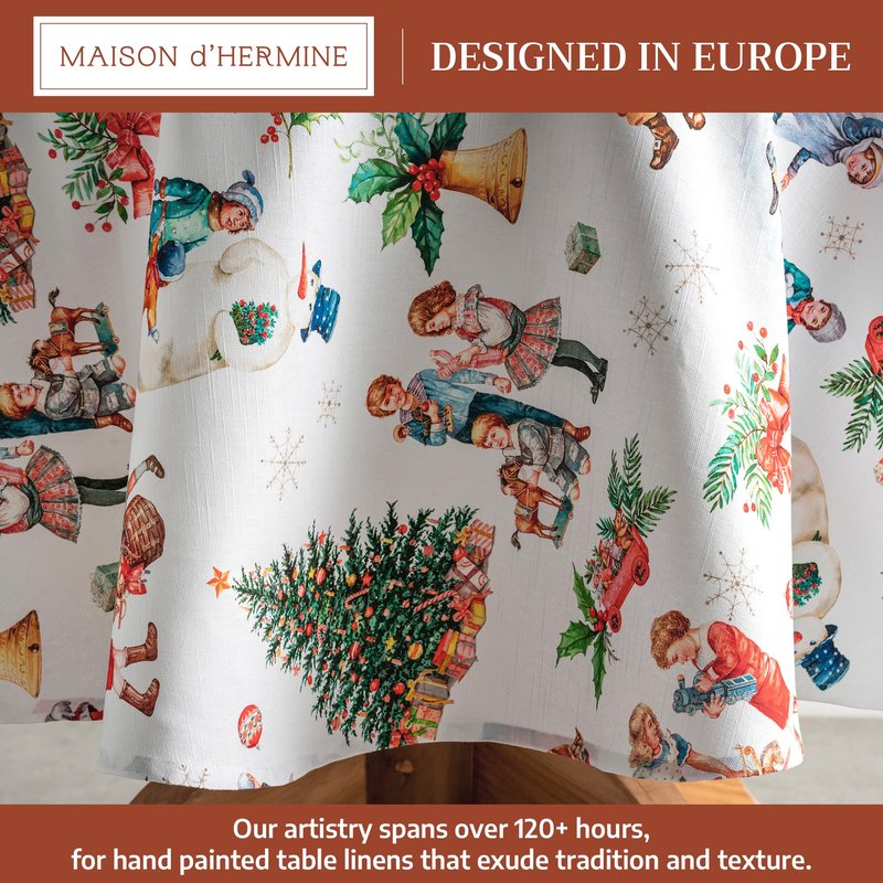Maison d' Hermine Table Cloth Round Table 100% Cotton 63 Inches Fall Tablecloth Reusable Everyday Use for Thanksgiving Christmas Decorations Dining Farmhouse Party (Chromo)