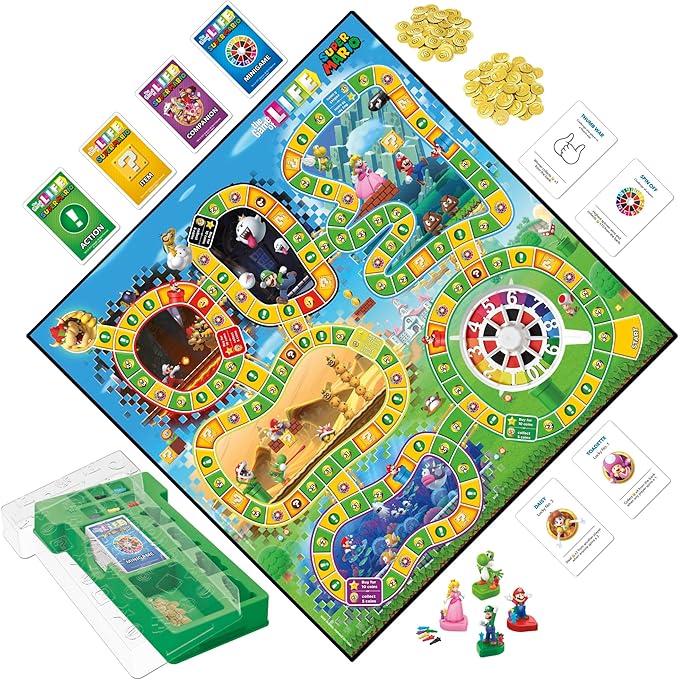 Hasbro Gaming The Game of Life: Super Mario Edition Board Game for Kids Ages 8 and Up Play Minigames Collect Stars Battle Bowser