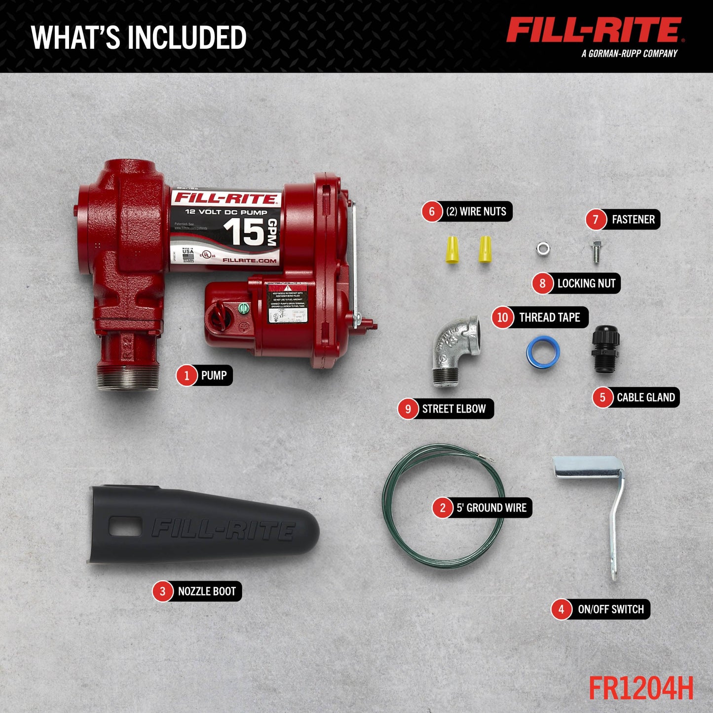 Fill-Rite FR1204H 12 V 15 GPM Fuel Transfer Pump (Pump Only Model) | Gasoline, Diesel, Kerosene, Ethanol Blends, Methanol Blends, & Biodiesel