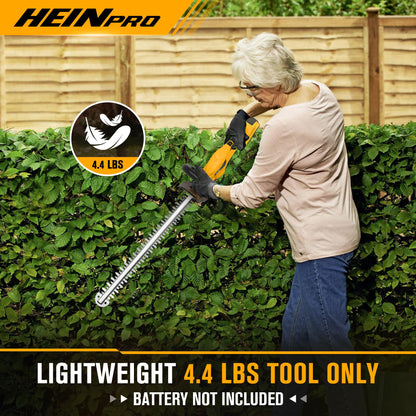 HEINPRO Cordless Hedge Trimmer 22-Inch Compatible with DEWALT 20V MAX Battery, Electric Hedge Trimmer Cordless, Bush Trimmers for Garden, Battery Powered Hedge Trimmers, Yellow (Tool Only)