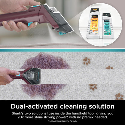 Shark Carpet Cleaner Machine - Portable Upholstery Stain Remover with 2 Solutions & 3 Tools | Ideal for Pet Hair, Burgundy