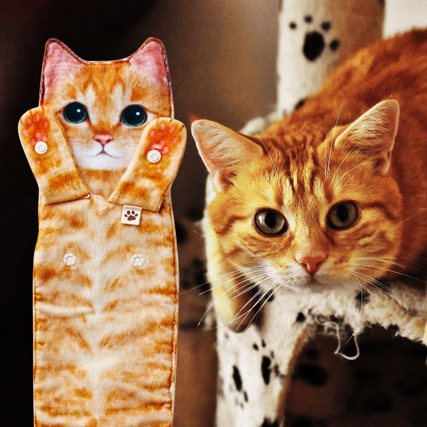 DaisyJoy Cat Funny Hand Towels for Bathroom Kitchen- Cute Decorative Kitten Decor Hanging Face Towels- Unique Housewarming Valentines Mothers Birthday Gifts for Women Mom Cat Lovers