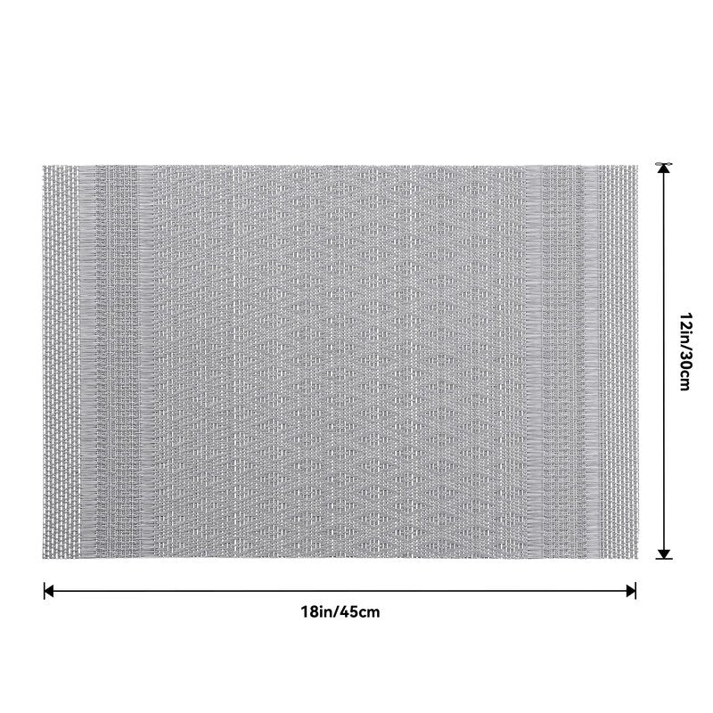 Leetaltree Lunar Grey Placemats Set of 12 - Heat Resistant Non-Slip Place mats for Dining Table, Washable Durable PVC Vinyl Woven Table Mats（Lunar Grey, 12）