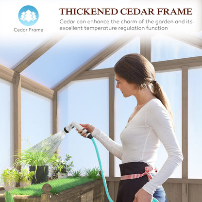 BlueWish 8x16FT Wood Greenhouse, Greenhouses with Cedar Frame, 6MM Thick Polycarbonate Panel, Wooden Green House with Adjustable Vent, Greenhouse for Outdoor, Patio, Garden, Backyard