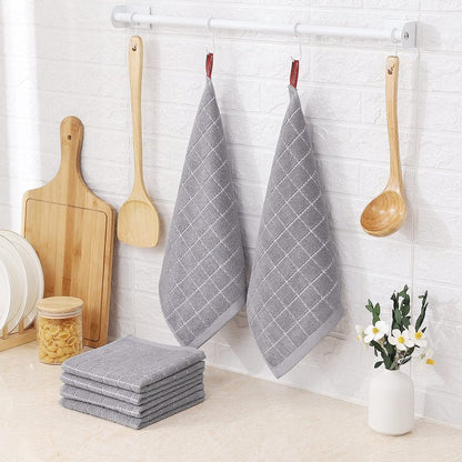 Homaxy 100% Cotton Terry Kitchen Dish Cloths, Ultra Soft and Absorbent Dish Towels for Kitchen, Suitable for Drying and Washing Dishes, 8 Pack, 12 x 12 Inches, Light Grey