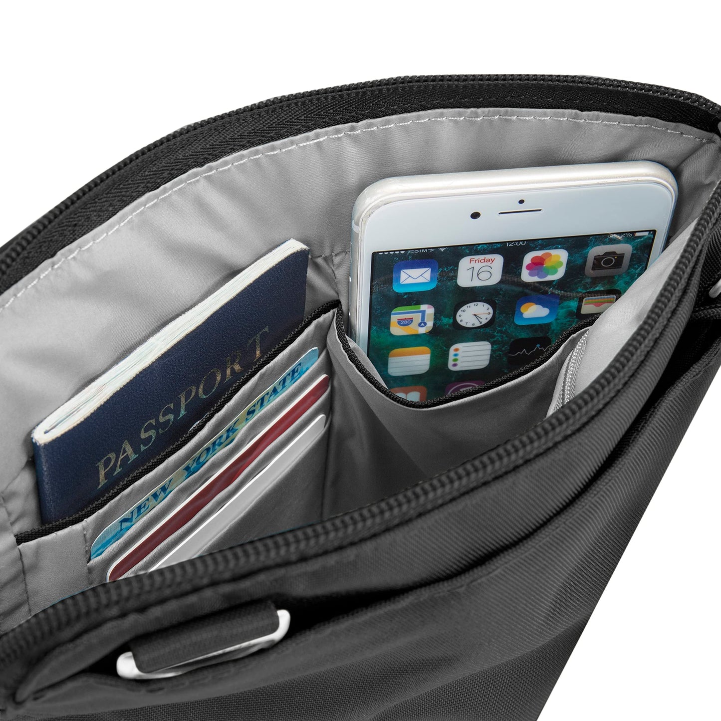 Travelon Anti-theft Classic Slim Double Zip Crossbody Bag, Black, One Size