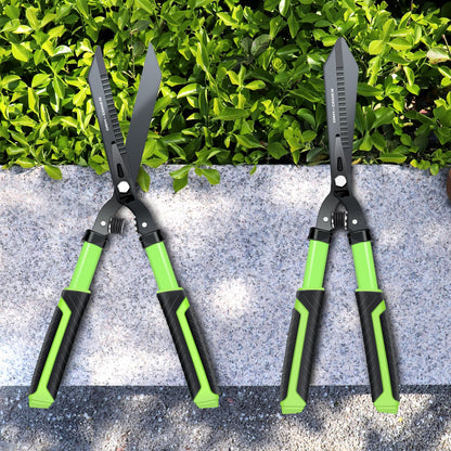 DRM-GDNER Professional Heavy Duty Hedge Shears 23" - Serrated Blade & Dual Shock Handle, Ergonomic Gardening Clippers with Anti-Rust Coating