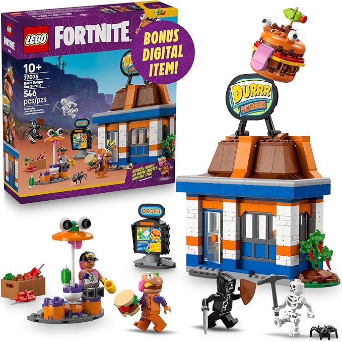 LEGO Fortnite Durrr Burger Restaurant Kids Toy - Video Game Building Set for Boys &amp Girls Ages 10+ - Fortnite Minifigures Beach Boss Grimy and More - Gift Idea for Birthdays &amp Gaming Fans -