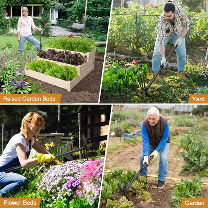 Garden Hoe Tool, 2-in-1 Heavy Duty Dual-Head Weeding Tool, 45" Adjustable Long Handle Cultivator for Weeding, Tilling, Lawn Yard Flower Bed Gardening Tool