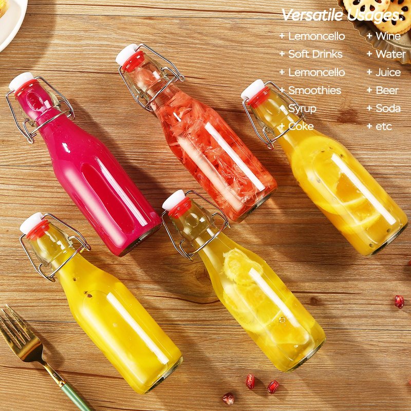 6 Pack 8.5oz Flip Top Glass Bottles,8.5oz swing top glass bottles with airtight lids for Home Brewing,2nd Fermentation,Kombucha,Kefir,Vanilla Extract,Juice,Tea,Beverages,Soda,Oils,Vinegar,Limoncello
