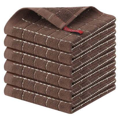 Homaxy 100% Cotton Terry Kitchen Dish Cloths, Ultra Soft and Absorbent Dish Towels for Kitchen, Suitable for Drying and Washing Dishes, 6 Pack, 12 x 12 Inches, Brown