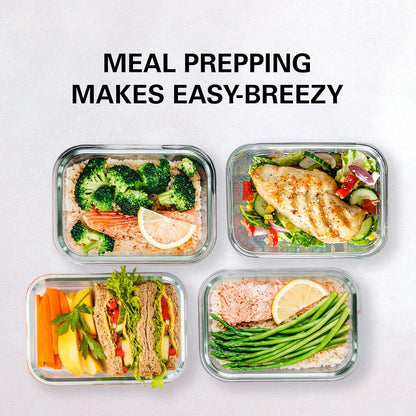 Razab 30 Oz Glass Meal Prep Containers - 16 Pc Set | Airtight, Leak-Proof, BPA-Free, Oven & Dishwasher Safe