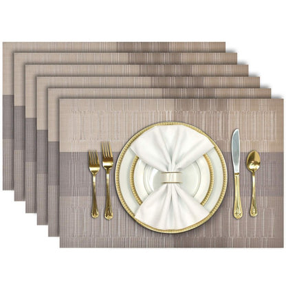 Aofmee Placemats, Placemats Set of 6, Heat Resistant Place Mats, Washable PVC Table Mats, Woven Vinyl Plastic Placemats for Dining Table, Non-Slip Stain Resistant Kitchen Table Placemats Easy to Clean