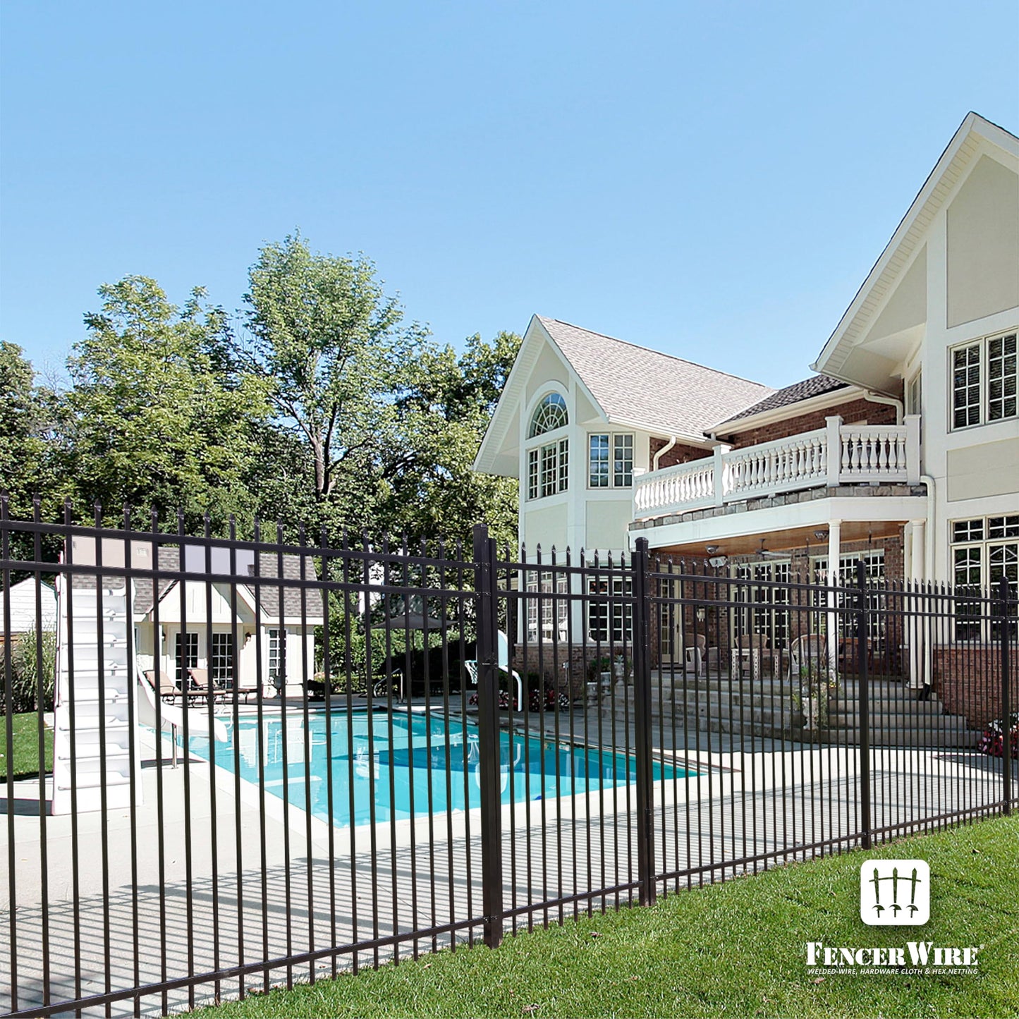 Fencer Wire 76FT Heavy Duty Pinnacle Fence Barrier Kit, Anti-Rust Metal Steel Fence with 5FT Height X 6FT Width Panels, with Decorative Gate, Posts, Connectors, Outdoor Fencing for Yard