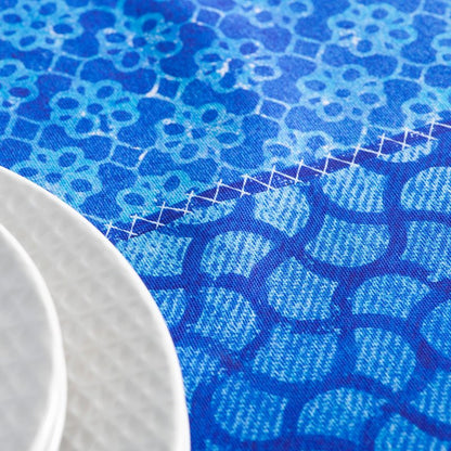 Maison d' Hermine Table Cloth Rectangle Table 100% Cotton 60 x 120 Inches Tablecloth Reusable Decorative for Dining Kitchen Room Farmhouse Home Gifts for Mothers Day Spring Summer - Indigo Love