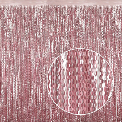 4 Pack 3.3x6.6ft Pink Tinsel Curtain Party Backdrop - Wavy Foil Fringe Curtain Party Streamers for Girl Princess Bachelorette Disco Party Decorations