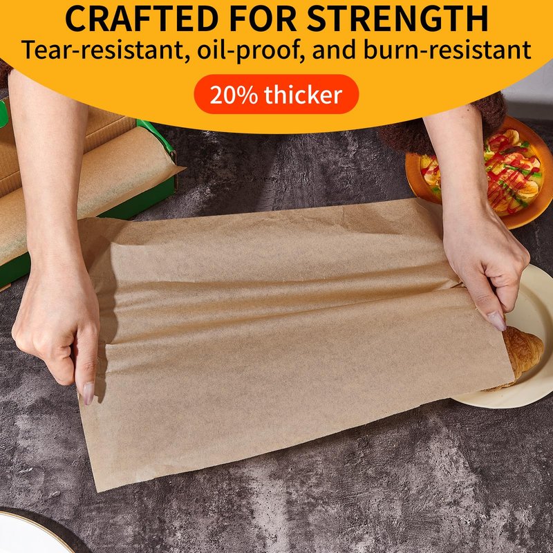 Unbleached Parchment Paper Roll, 15 in x 210 ft Unbleached Non-Stick Baking Paper, Heat Resistant & Food Grade Brown Parchment for Baking, Oven, Cooking, Grilling, Air Fryer