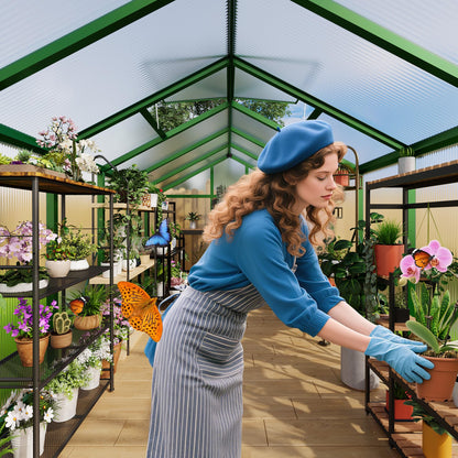 IDEALHOUSE 6×10 FT Greenhouse, Large Walk in Greenhouses for Outdoors and Garden Planting, Polycarbonate Greenhouse with Enhanced Aluminum Frame, Green Houses with Quick Setup Structure and Roof Vent