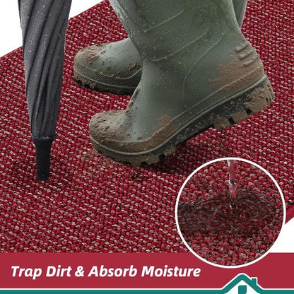 BEQHAUSE Dirt Trapper Door Mat - Non-Slip, Washable, Dirt Resistant | 20" x 48" Red Entrance Mat