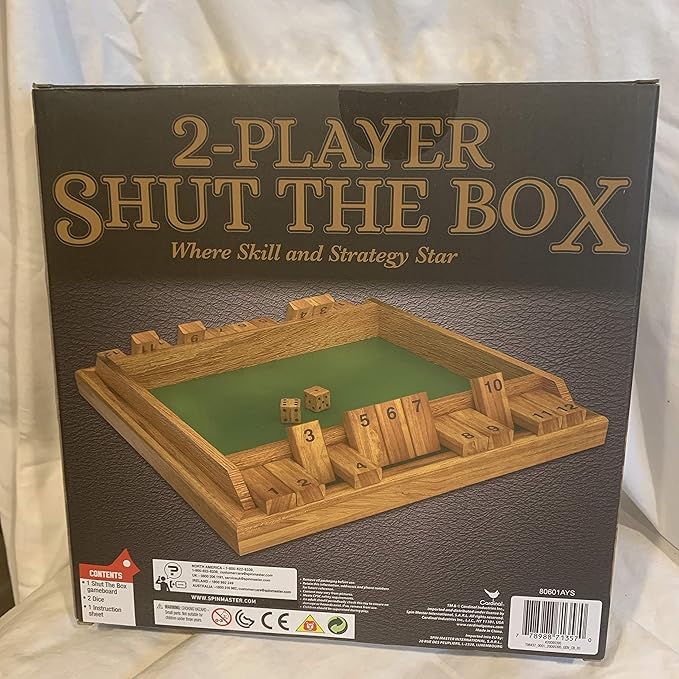 Cardinal 6040879 Two-Player Wood Shut The Box Game (4 Piece) Multicolor One Size