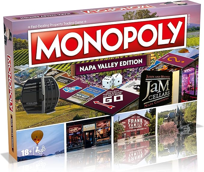 Monopoly Board Game Napa Valley Edition: 2-6 Players Family Board Games for Kids and Adults Board Games for Kids 8 and up for Kids and Adults Ideal for Game Night