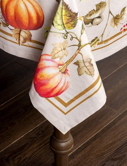 Maison d' Hermine Table Cloth Rectangle Table 100% Cotton 70 x 90 Inches Fall Tablecloth Reusable Everyday Use for Thanksgiving Christmas Decorations Dining Farmhouse Party (Potiron)